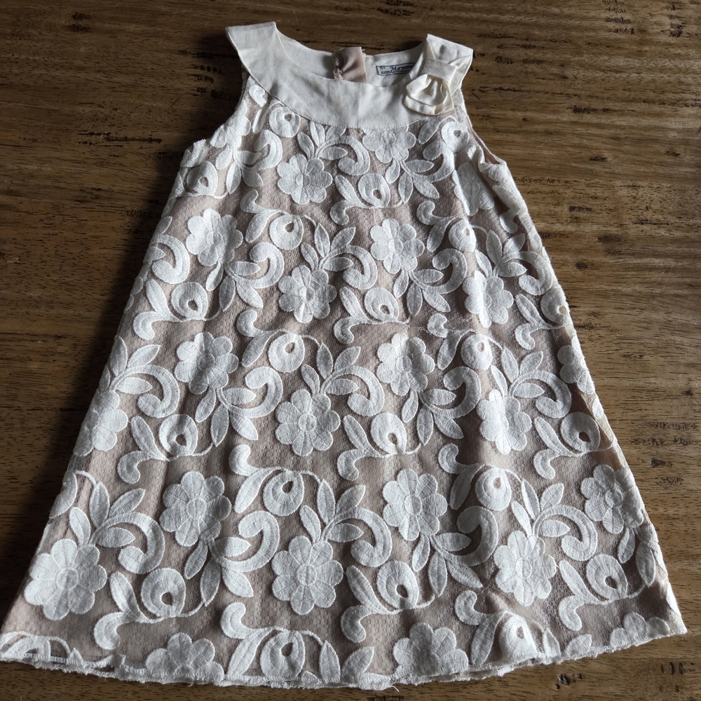 Mayoral Cream and White Floral Kids Dress